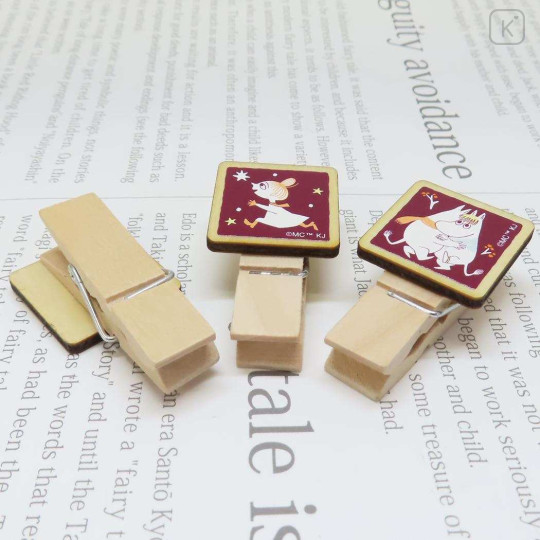 Japan Moomin Wooden Clothespin Set - Moomintroll : First Snow Christmas Red - 2