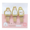 Japan San-X Wooden Clothespin Set - Sumikko Gurashi : Shirokuma & Furoshiki - 1