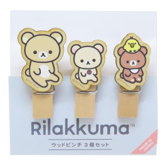 Japan San-X Wooden Clothespin Set - Rilakkuma : Sitting