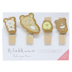Japan San-X Wooden Clothespin Set - Rilakkuma : Take Your Time
