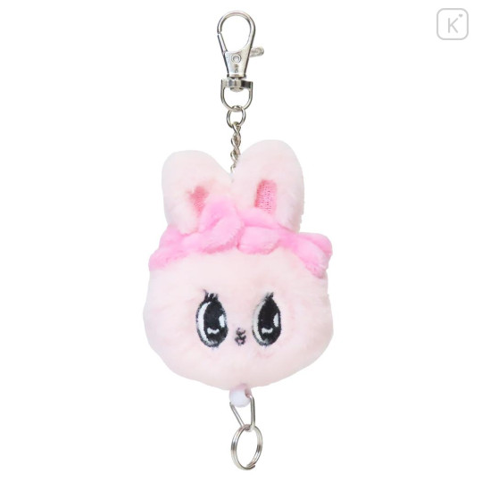 Japan Esther Bunny Plush Mascot Retractable Reel Keychain - Pink - 1