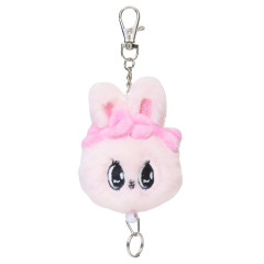 Japan Esther Bunny Plush Mascot Retractable Reel Keychain - Pink