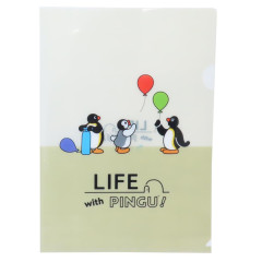 Japan Pingu A4 Clear File Folder - Life with Pingu Balloon