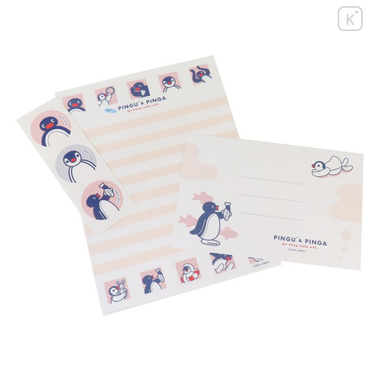 Japan Pingu Letter Envelope Set - Pingu & Pinga Blue White Red - 1