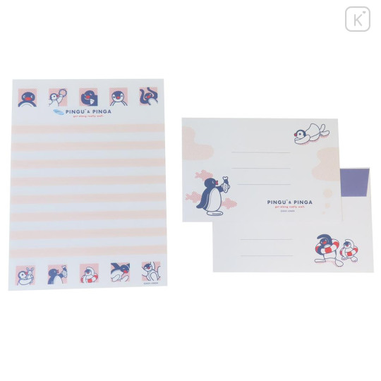 Japan Pingu Letter Envelope Set - Pingu & Pinga Blue White Red - 2