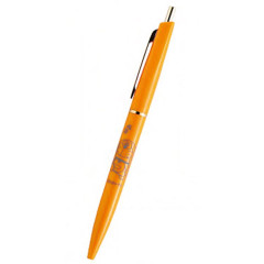 Japan Doraemon Clic Gold Ballpoint Pen - Doraemon : Happy Orange