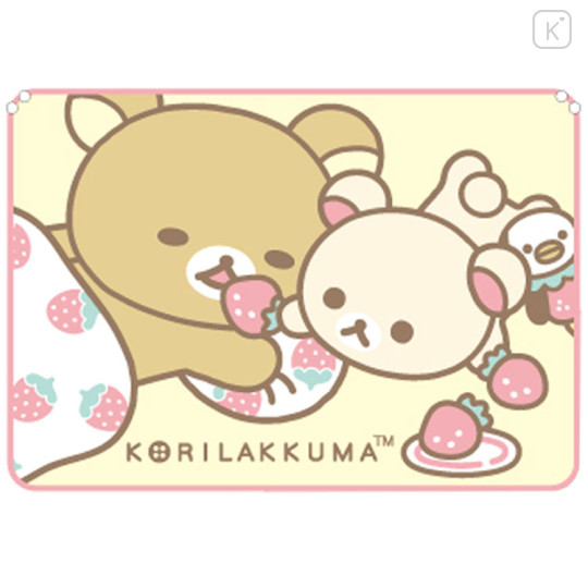 Japan San-X Flannel Lap Blanket - Korilakkuma & Rilakkuma : Strawberry - 1