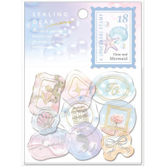 Japan Q-LiA Wax Style Seal Sticker - Mermaid Memory Holographic Silver Gold Foil