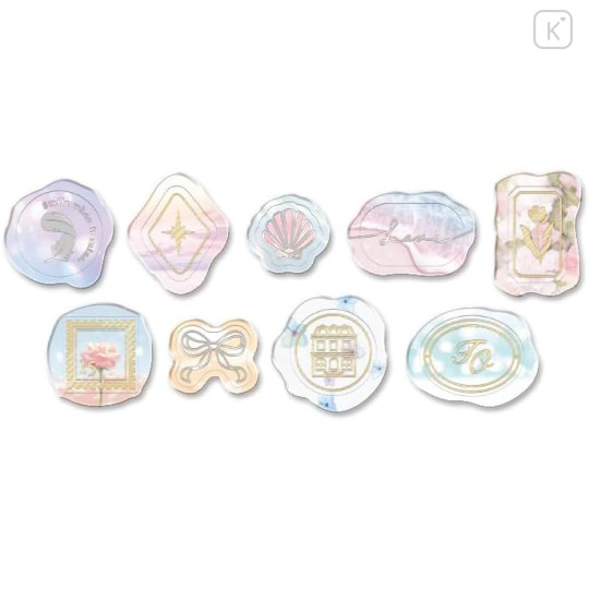 Japan Q-LiA Wax Style Seal Sticker - Mermaid Memory Holographic Silver Gold Foil - 2