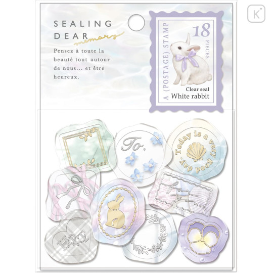 Japan Q-LiA Wax Style Seal Sticker - Rabbit Memory Holographic Silver Gold Foil - 1