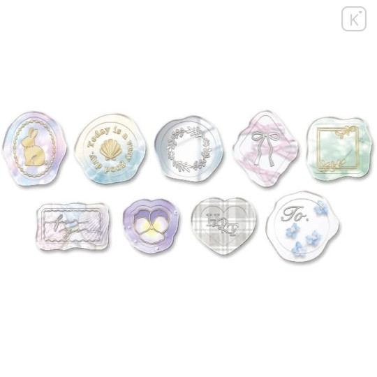 Japan Q-LiA Wax Style Seal Sticker - Rabbit Memory Holographic Silver Gold Foil - 2