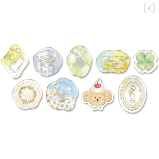 Japan Q-LiA Wax Style Seal Sticker - Mimosa Memory Holographic Silver Gold Foil - 2