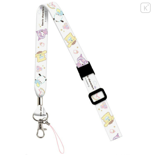 Japan Sanrio Neck Strap - Kuromi & Pochacco & Pompompurin : Sweet Dream Baby White - 1
