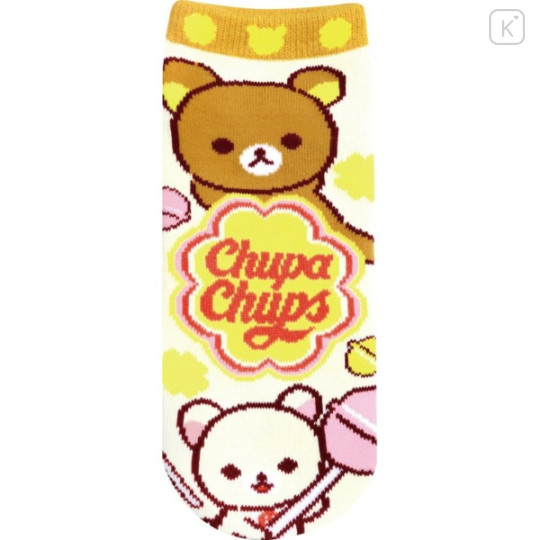 Japan San-X Socks - Korilakkuma & Rilakkuma : Chupa Chups Yellow Pink - 1