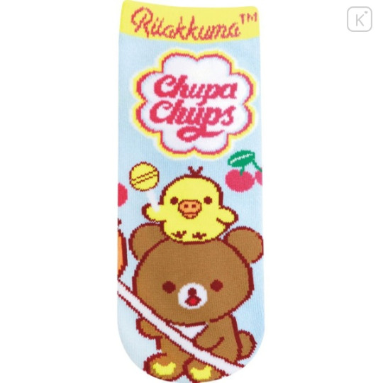 Japan San-X Socks - Chairoikoguma & Kiiroitori : Chupa Chups Cherry Blue - 1