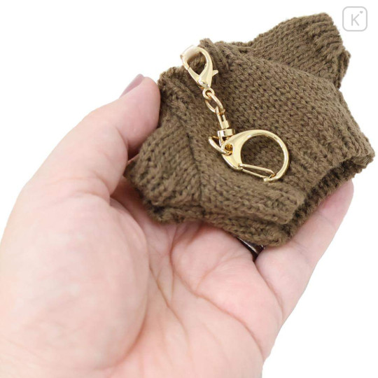 Japan Miffy Miniature Keychain Bag Charm - Miffy : Bruna Knit Face Costume Sweater Brown - 2