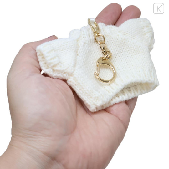 Japan Miffy Miniature Keychain Bag Charm - Miffy : Bruna Knit Face Costume Sweater White - 2