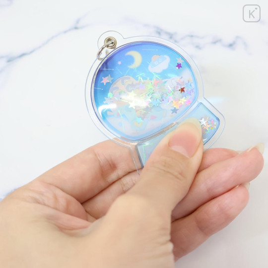 Japan Crayon Shin-chan Floating Sequins Keychain - Shinnosuke Nohara & Shiro : Snow Globe Style Pajama - 2