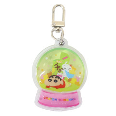 Japan Crayon Shin-chan Floating Sequins Keychain - Shinnosuke Nohara & Shiro : Snow Globe Style Chocobi