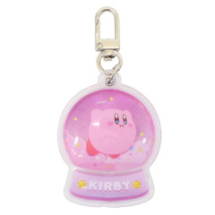 Japan Crayon Shin-chan Floating Sequins Keychain - Kirby : Snow Globe Style Hovering Pink Sky