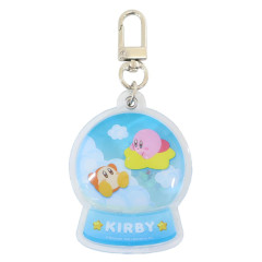 Japan Kirby Floating Sequins Keychain - Kirby & Waddle Dee : Snow Globe Style Blue Sky