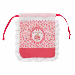 Japan Sanrio Frill Drawstring Bag - Marron Cream : Rose Pink