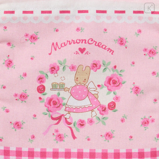 Japan Sanrio Frill Drawstring Bag - Marron Cream : Rose Pink Gingham - 3