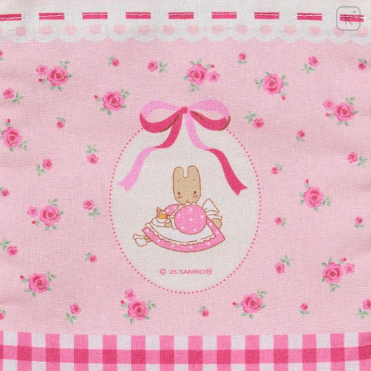 Japan Sanrio Frill Drawstring Bag - Marron Cream : Rose Pink Gingham - 4