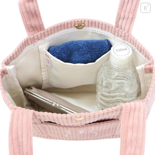 Japan Miffy Mini Tote Bag - Miffy Corduroy Pink - 3