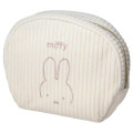 Japan Miffy Round Cosmetic Pouch - Miffy Corduroy Ivory - 1