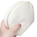 Japan Miffy Round Cosmetic Pouch - Miffy Corduroy Ivory - 2
