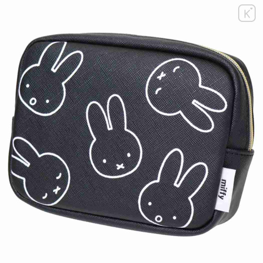 Japan Miffy Square Pouch - Miffy : Large Motif Face Black - 1