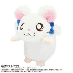 Japan Hamtaro Posture Pal Plush - Bijou White Fur Blue Ribbon