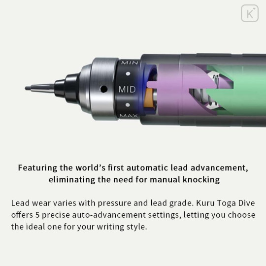 Japan Uni Kuru Toga Dive Mechanical Pencil - 0.5mm Aurora Purple - 6