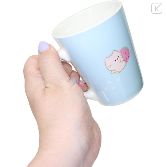 Japan Mogunyan Mug & Mini Towel & Hair Clip Box Set - Cat Pancake Blue Green - 3