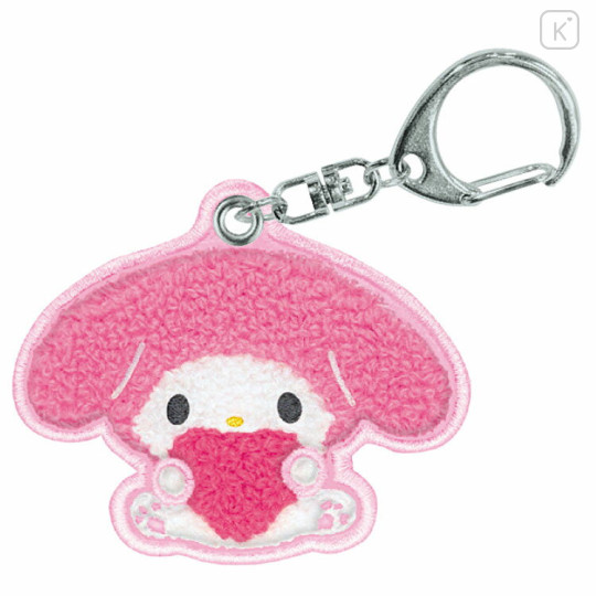 Japan Sanrio Sagara Embroidery Keychain - My Melody : Mofumofu Hug Heart - 1