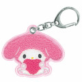 Japan Sanrio Sagara Embroidery Keychain - My Melody : Mofumofu Hug Heart - 1