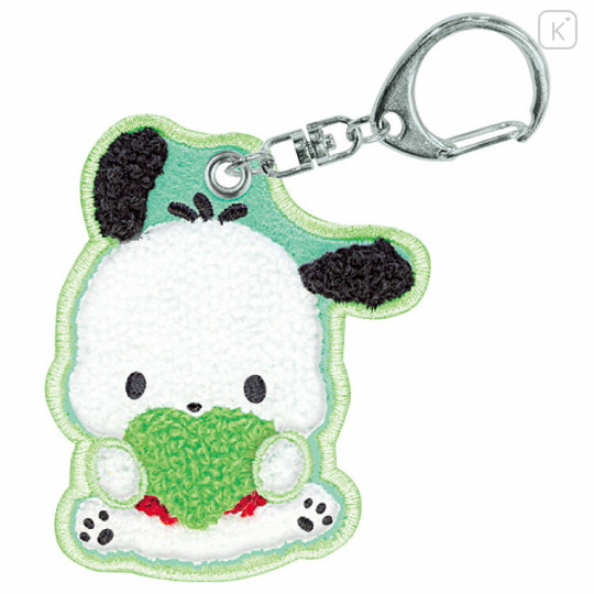 Japan Sanrio Sagara Embroidery Keychain - Pochacco : Mofumofu Hug Heart - 1