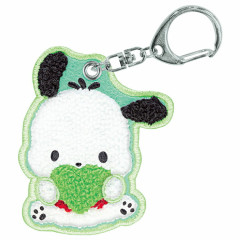 Japan Sanrio Sagara Embroidery Keychain - Pochacco : Mofumofu Hug Heart