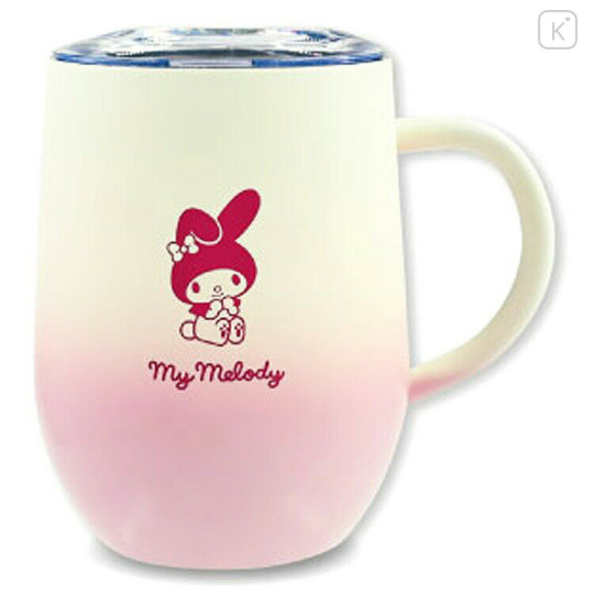 Japan Sanrio Stainless Steel Mug with Lid - My Melody : Gradient White Pink - 1