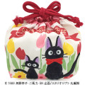 Japan Ghibli Drawstring Pouch & Lunch Bag - Kiki's Delivery Service : Jiji Flower Tulip - 1