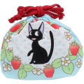 Japan Ghibli Drawstring Pouch & Lunch Bag - Kiki's Delivery Service : Jiji Strawberry Wreath Light Blue - 2