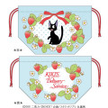 Japan Ghibli Drawstring Pouch & Lunch Bag - Kiki's Delivery Service : Jiji Strawberry Wreath Light Blue - 3