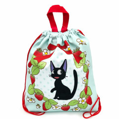 Japan Ghibli Gym Sack Knapsack Drawstring Backpack - Kiki's Delivery Service : Jiji Strawberry Wreath Light Blue