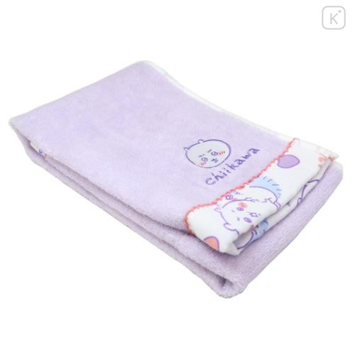 Japan Chiikawa Embroidery Face Towel - Chiikawa & Momonga : Light Purple - 4