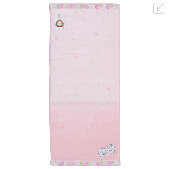 Japan Chiikawa Embroidery Face Towel - Chiikawa & Hachiware & Usagi : Birthday Light Pink - 1