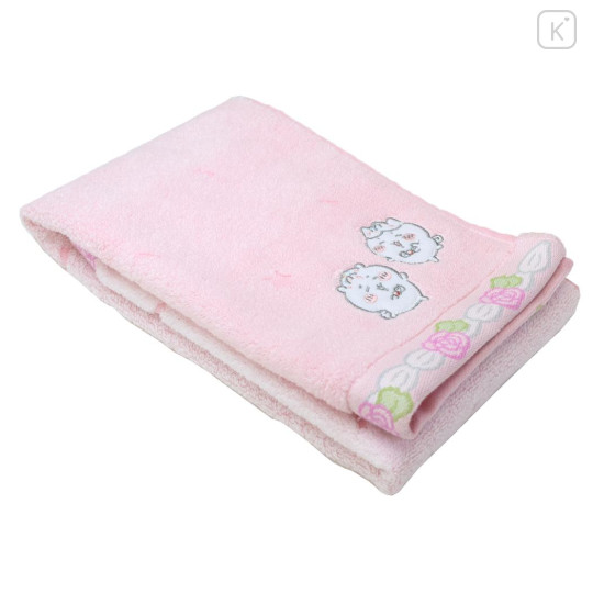 Japan Chiikawa Embroidery Face Towel - Chiikawa & Hachiware & Usagi : Birthday Light Pink - 3