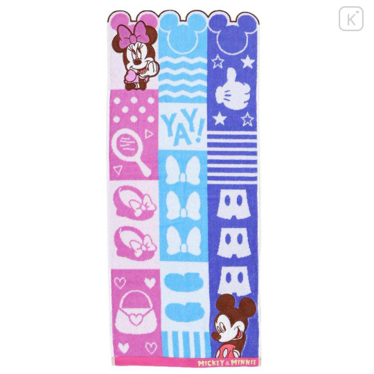 Japan Disney Jacquard Face Towel - Mickey & Minnie : Friend - 1