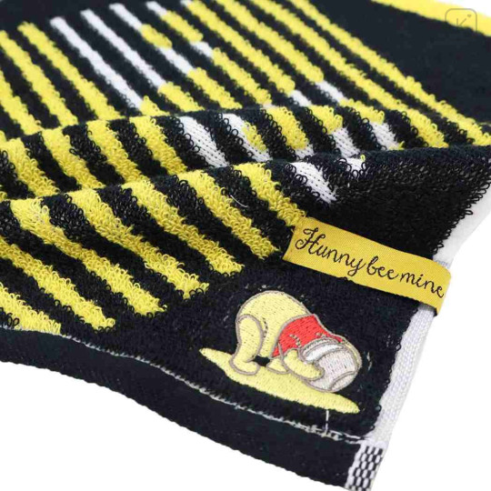 Japan Disney Jacquard Towel Handkerchief - Pooh : Honey Be Mine Black - 2