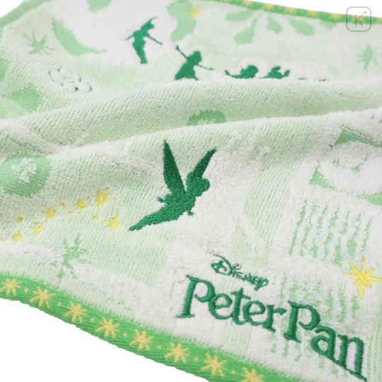 Japan Disney Embroidered Mini Towel Handkerchief - Peter Pan : Silhouette Green - 2